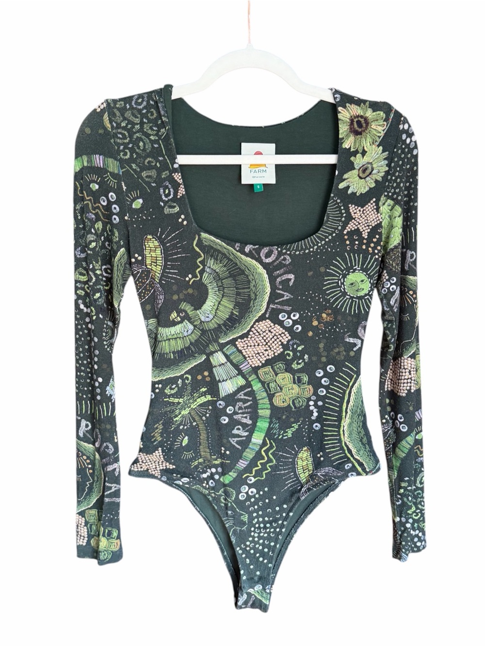 FARM RIO Green Borogodo Bodysuit S